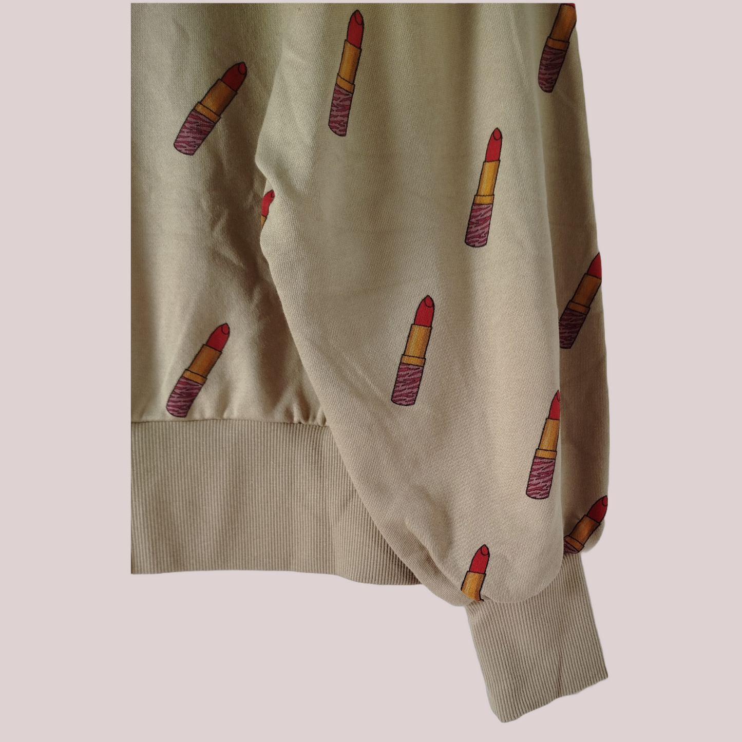 Lipstick Print Puff Sleeve Sweatshirt