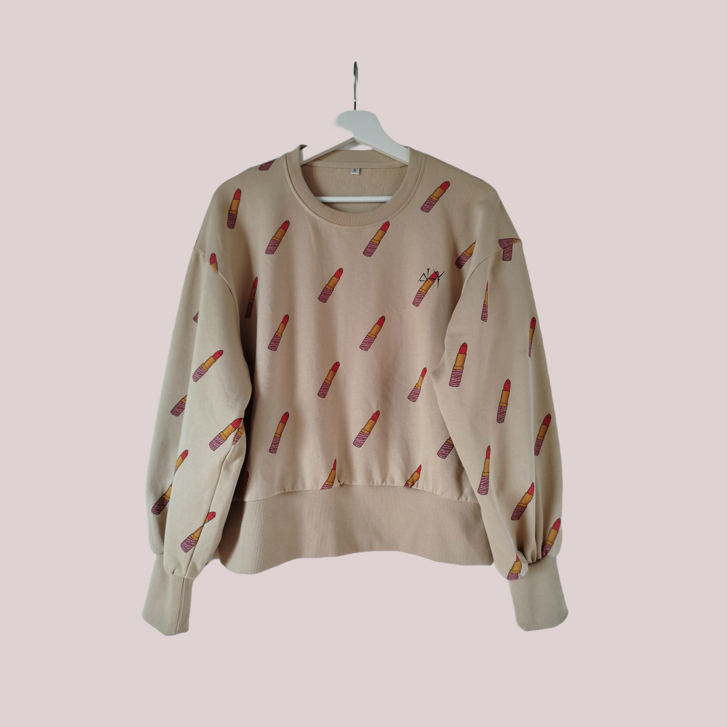 Lipstick Print Puff Sleeve Sweatshirt