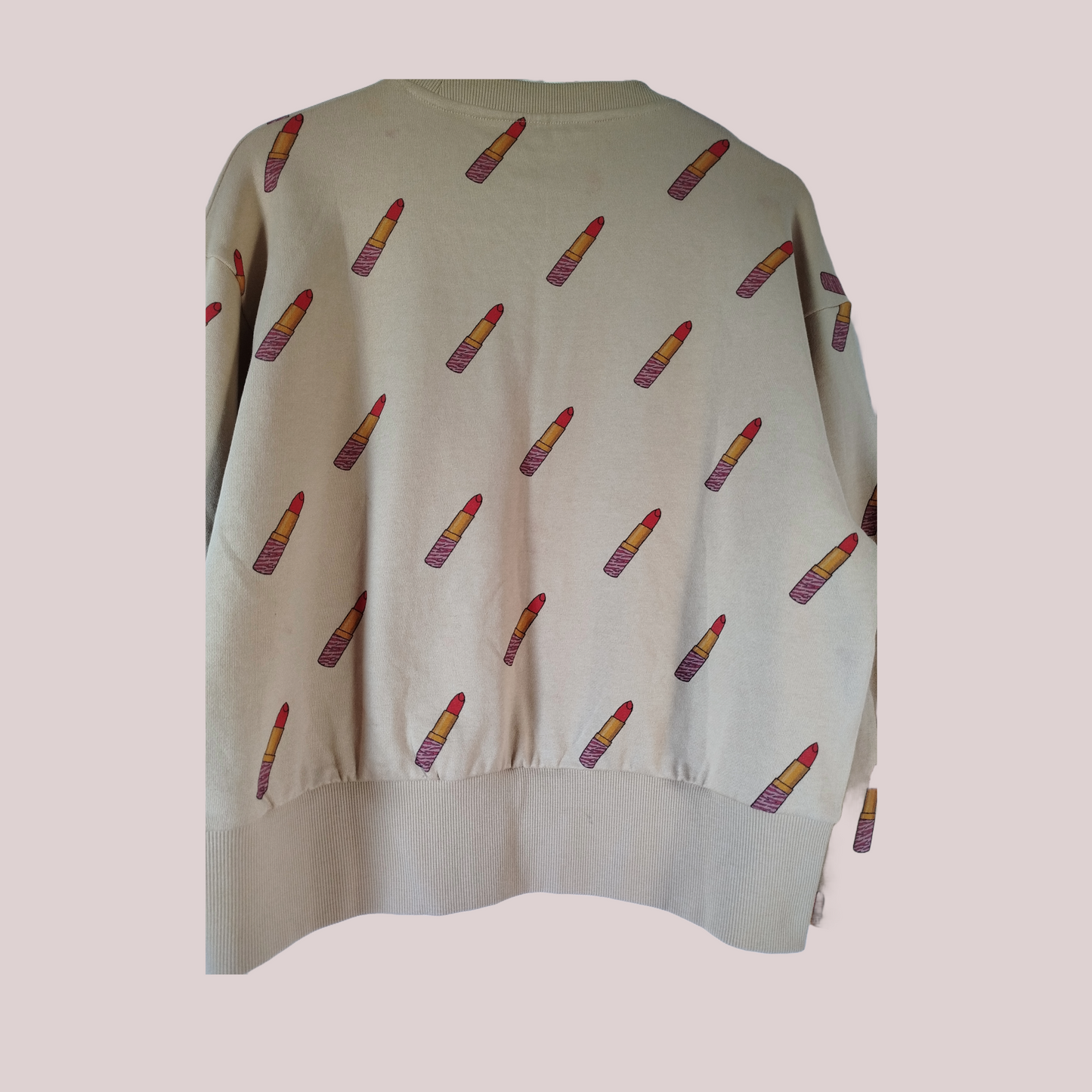 Lipstick Print Puff Sleeve Sweatshirt